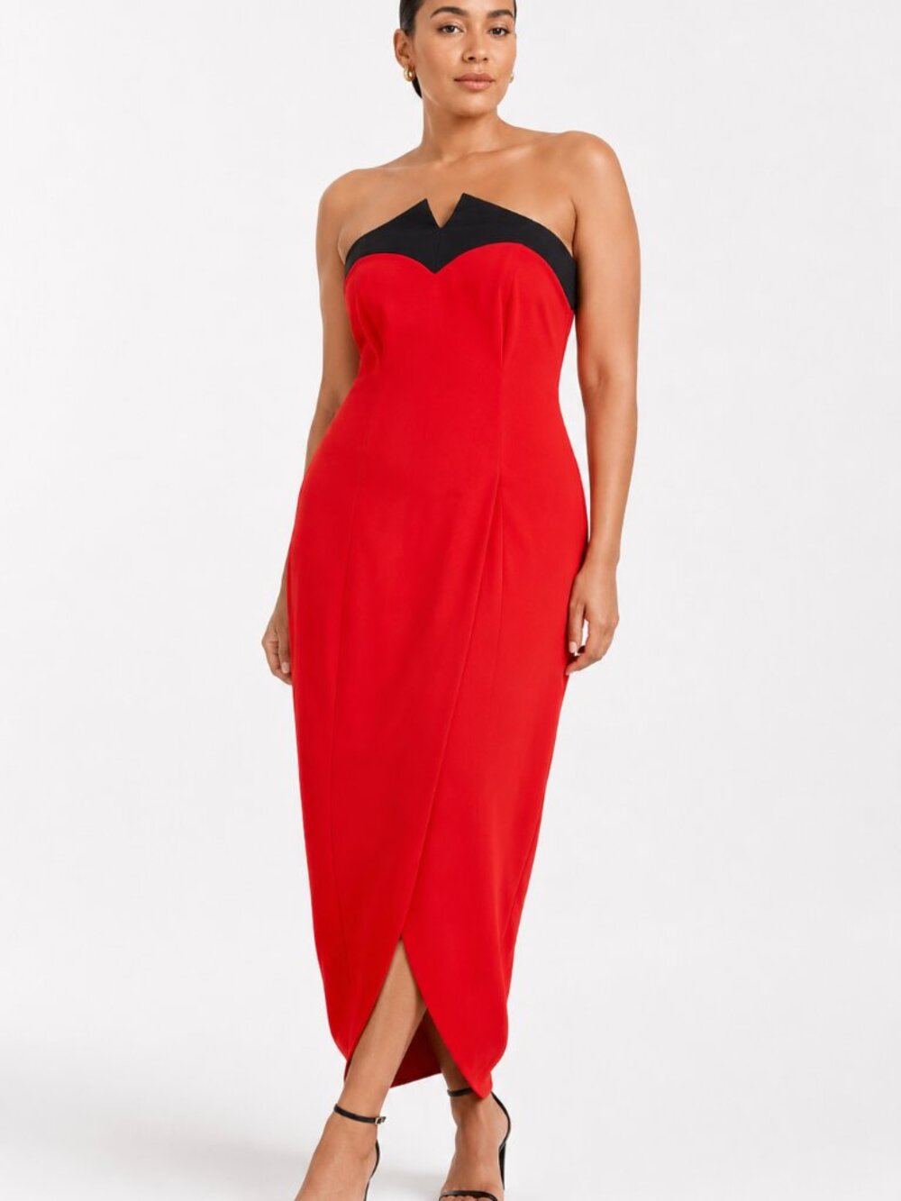 ALEX HANSON BRIDAL VINTAGE 90'S RED BLACK SWEETHEART STRAPLESS EVENING DRESS